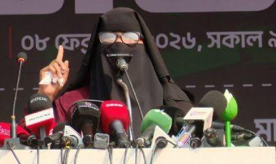 হাদির বোন পরিচয়ে নির্বাচনী সমাবেশে বক্তব্য, ‘ভুয়া’ দাবি পরিবারের